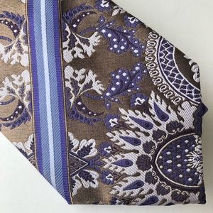 Aurizio Abstract Floral Necktie Purple Blue